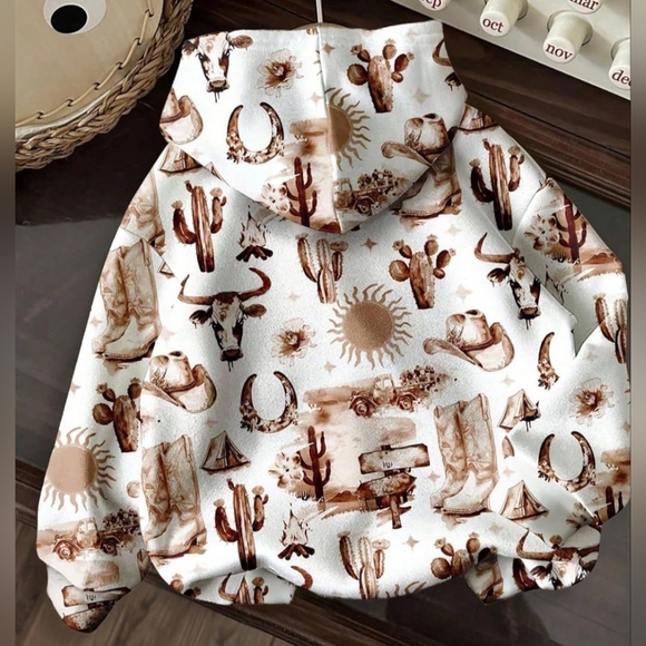 RoseSeek Western Graphic Hoodie Cowgirl Print 2026 New Size Large - Picture 2 of 2